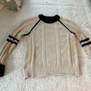 LL Bean Signature Black and Cream Patterned Sweater